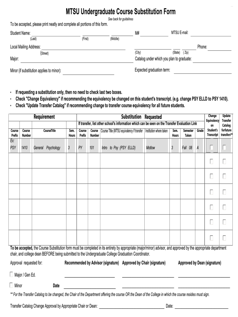 Course Substitution Form
