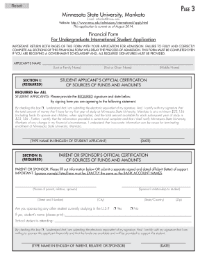 International Financial Form Minnesota State University, Mankato Mnsu