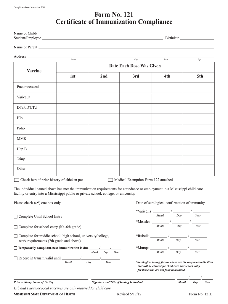  Mississippi Form 121 2012-2024