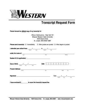 Mwsu Transcript  Form