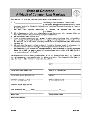 Common Law Marriage Colorado  Form