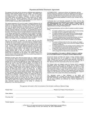 SPAS Payment and Initial Disclosure Agreement Montreat College Montreat  Form