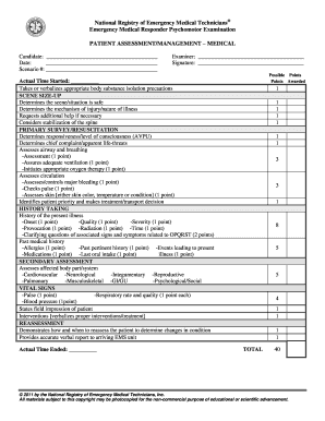 Emt Assessment Sheet  Form