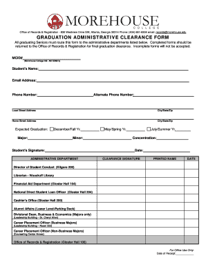 Graduation Clearance Form