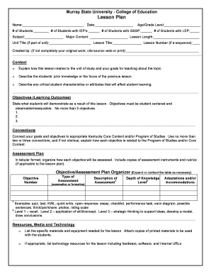 Coe Lesson Plan Template  Form