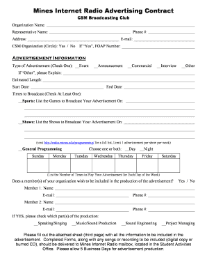 Radio Advertising Contract PDF  Form