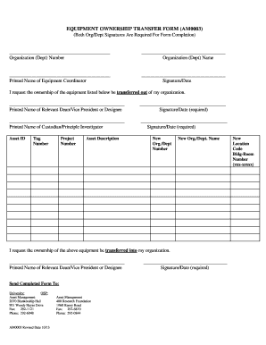 OSU EQUIPMENT OWNERSHIP TRANSFER FORM Controller Osu