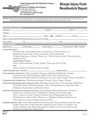  Needle Stick Injury Reporting Form PDF 2012