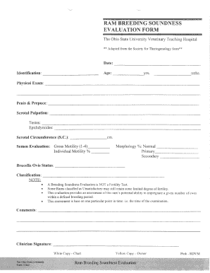 RAM BREEDING SOUNDNESS EVALUATION FORM Age Vet Osu