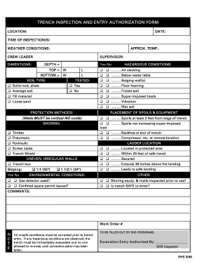 TRENCH INSPECTION and ENTRY AUTHORIZATION FORM Ehs Okstate