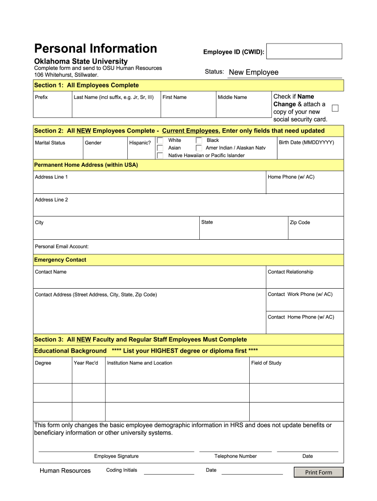 Get and Sign Personal Information Form 
