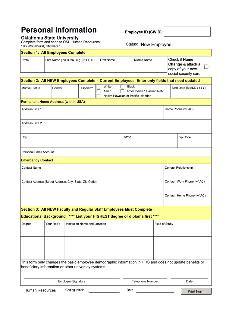 Personal Information Form