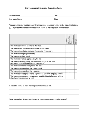 Printable Sign Language  Form