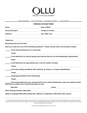 FEEDING INTAKE FORM Ollusa