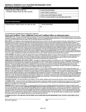 Federal Perkins Loan Master Promissory Note MPN; PDF Admissions Rpi  Form