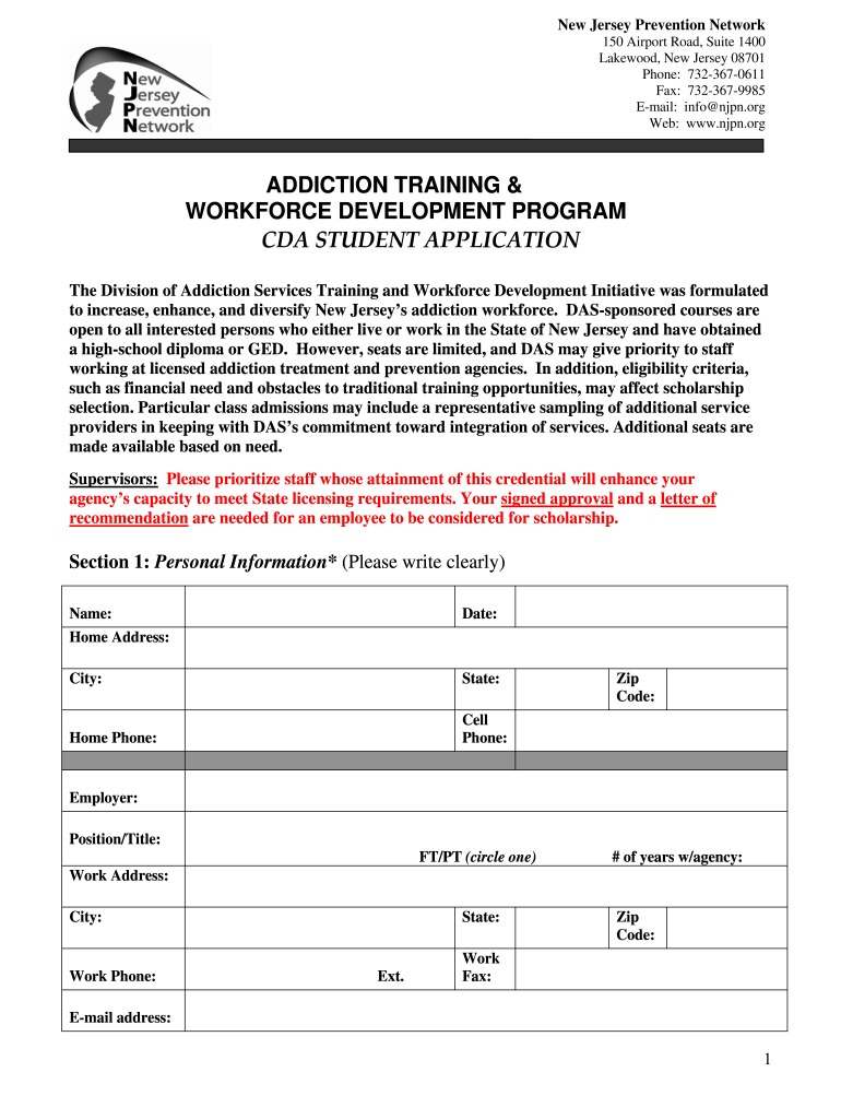 REVISED Student Application for Cda FINAL 1007 DOC  Intraweb Stockton  Form