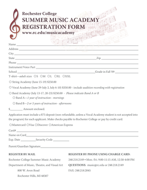 Music Academy Registration Form