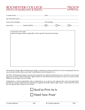 Office of University Marketing Communications PROOF APPROVAL  Form