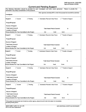 NCER Standard Form 5 Current and Pending Support Form Edge Edge Rit