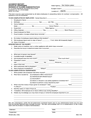  State of TN Accident Report Form Tennessee Tech University Tntech 1994-2024