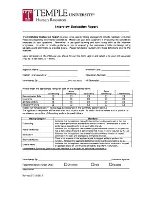 Interview Evaluation Report  Form
