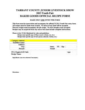 Youth Fair Recipe Form 2