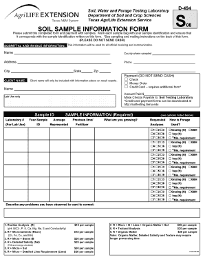 Texas a M Soil Testing Form