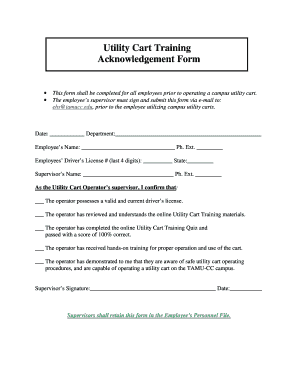 Training Acknowledgement Form