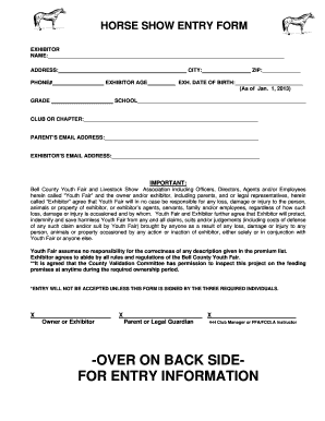 Horse Show Forms