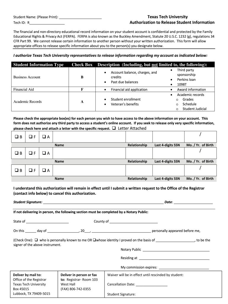 Tech Ferpa  Form