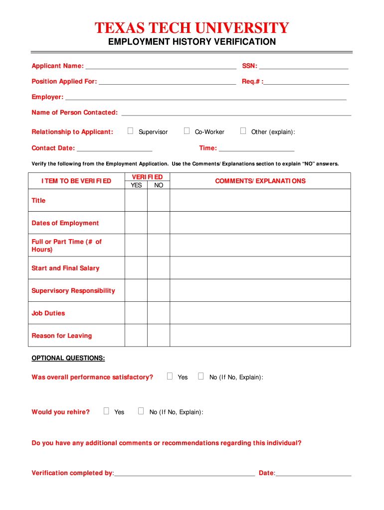Employment History Form Fill Out and Sign Printable PDF Template