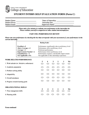 Internship Self Evaluation Form