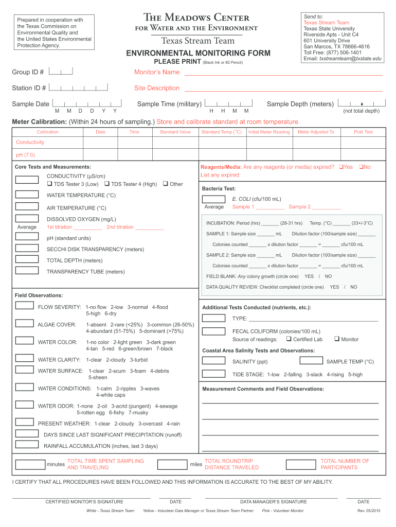  Texas Stream Team Monitoring Form  Texas State University  Gato Docs Its Txstate 2010-2024
