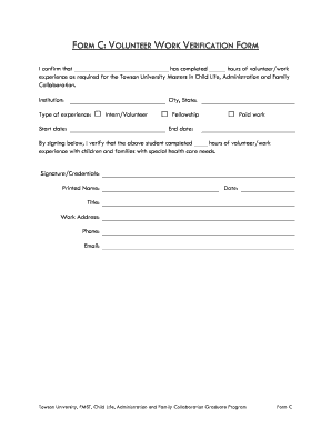 Student Volunteer Verification Form Printable