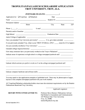 Troy University Application  Form