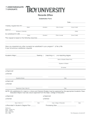 Course Substitution Form Troy University