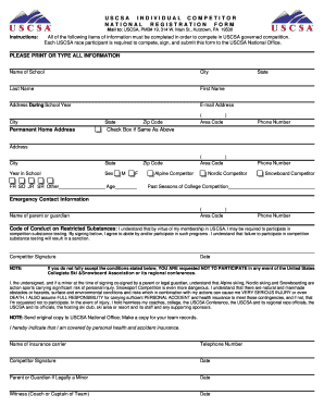 USCSA Membership Form Lamar Colostate