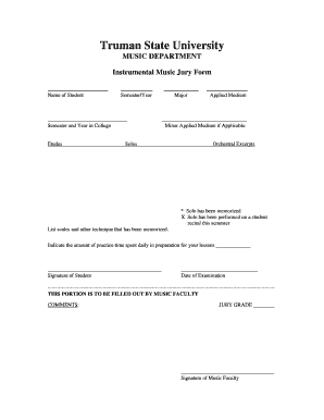 Instrumental Music Jury Form Music Truman State University