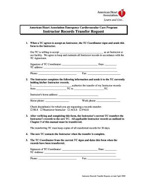  Aha Instructor Transfer Form 2004
