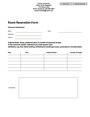 Room Reservation Form PDF University Registrar Tulane University