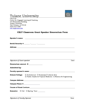 Speaker Honrarium Proposal  Form