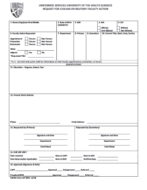 USU Form 107 Uniformed Services University of the Health Sciences Usuhs