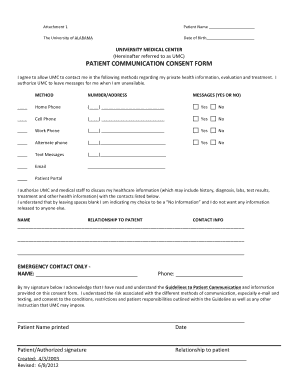 PATIENT COMMUNICATION CONSENT FORM University Medical Umc Ua