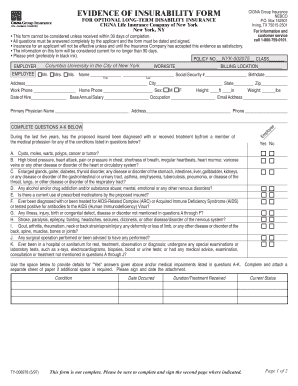 Evidence of Insurability Form