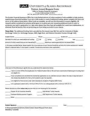 Tuition Award Request Form University of Alaska Anchorage Uaa Alaska