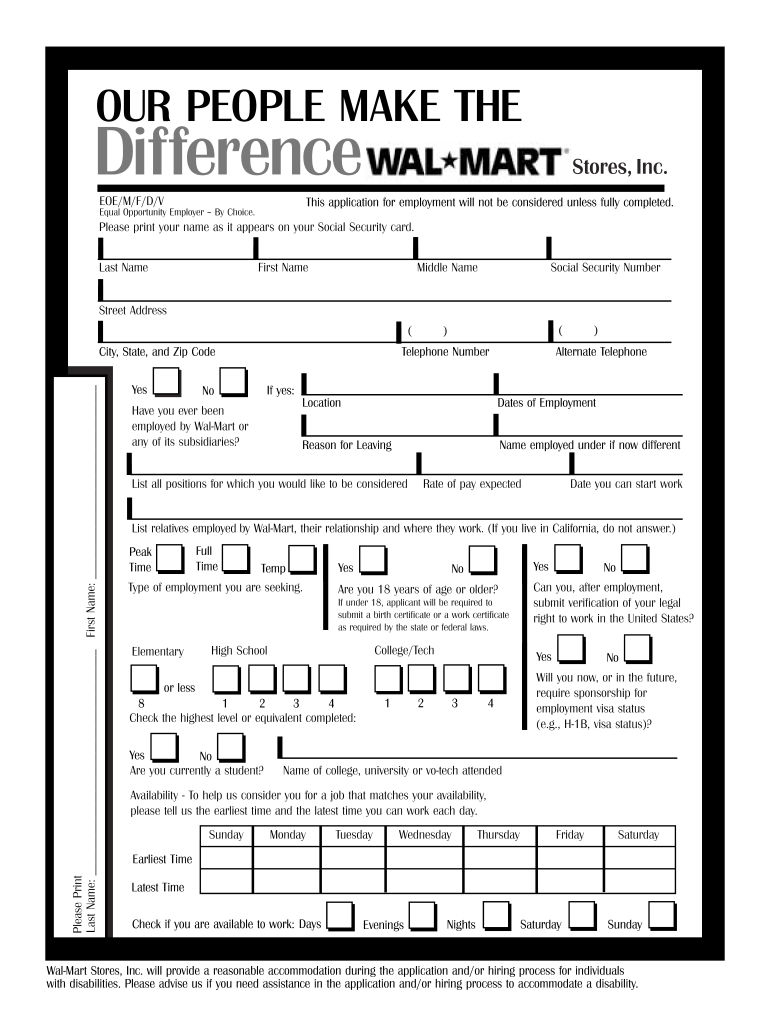 Walmart Application PDF  Form