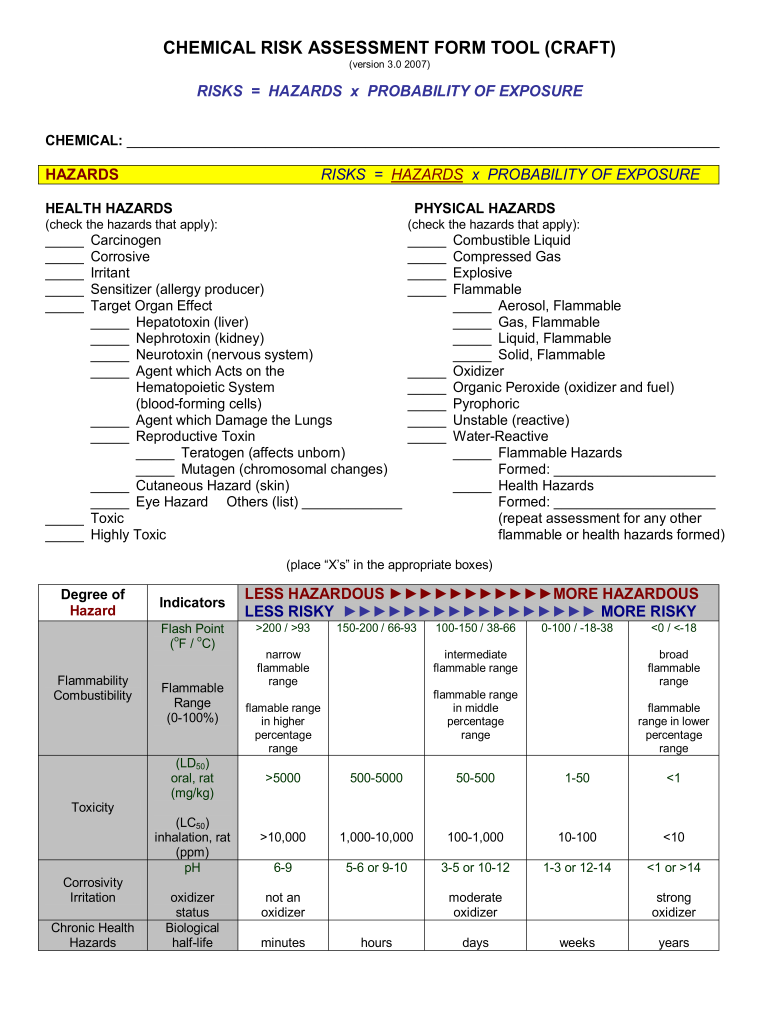  Chemical Risk Assessment Template Excel 2007-2024