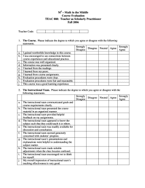 End of Course Evaluation Form PDF Institute for Mathematics