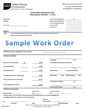 Subcontractor Work Order Format