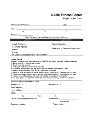 Uams Gym  Form